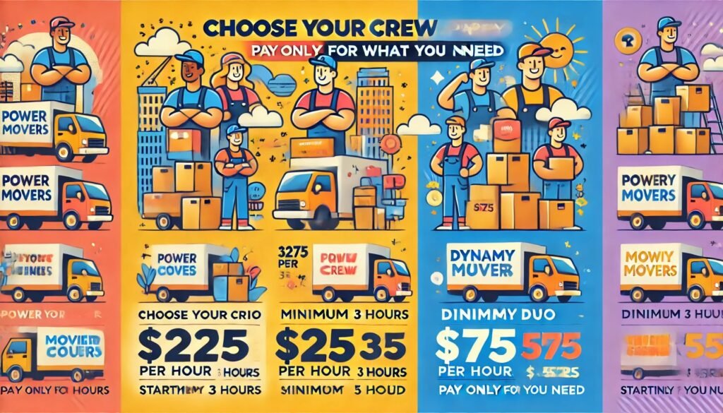 Here’s a bright, colorful, and creative image showcasing the “Choose Your Crew” options. It highlights the Power Trio and Dynamic Duo choices, along with clear pricing details, making it easy to understand and visually engaging. 