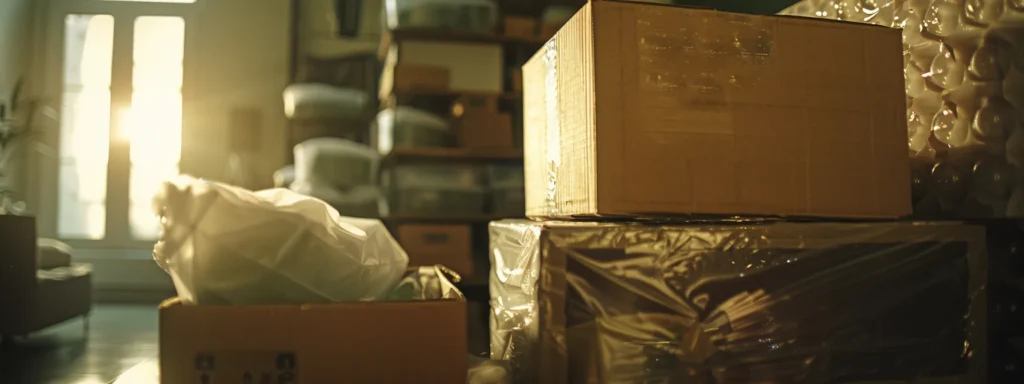 Boxes stacked in a storage room
