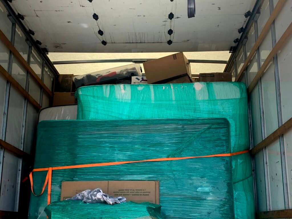 Packed moving truck with mattresses and boxes Movers Nashville TN 