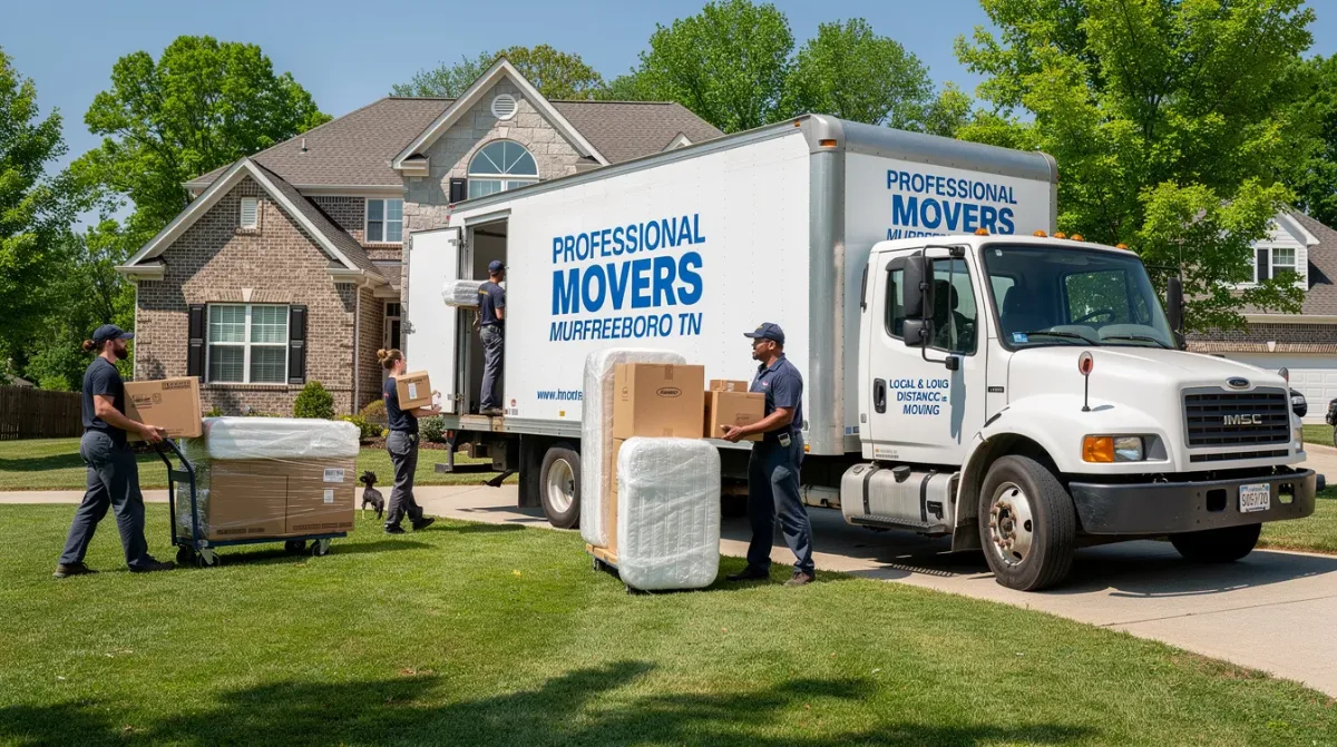 Nashville moving crew coordinating a heavy item move