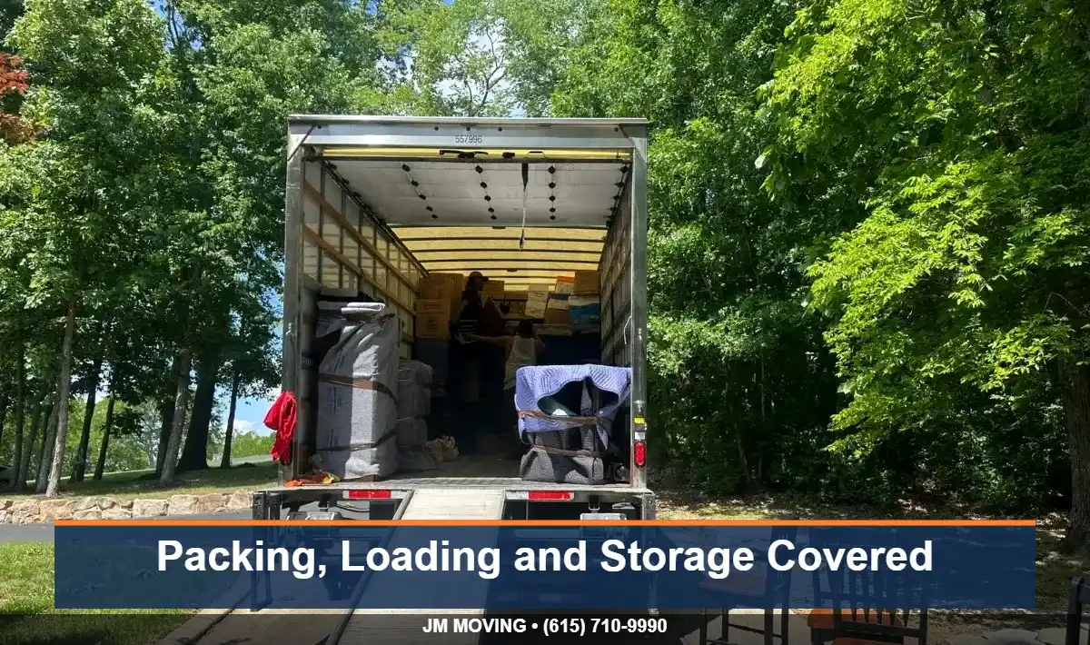 JM Moving 26-foot box truck loaded for a Nashville move
